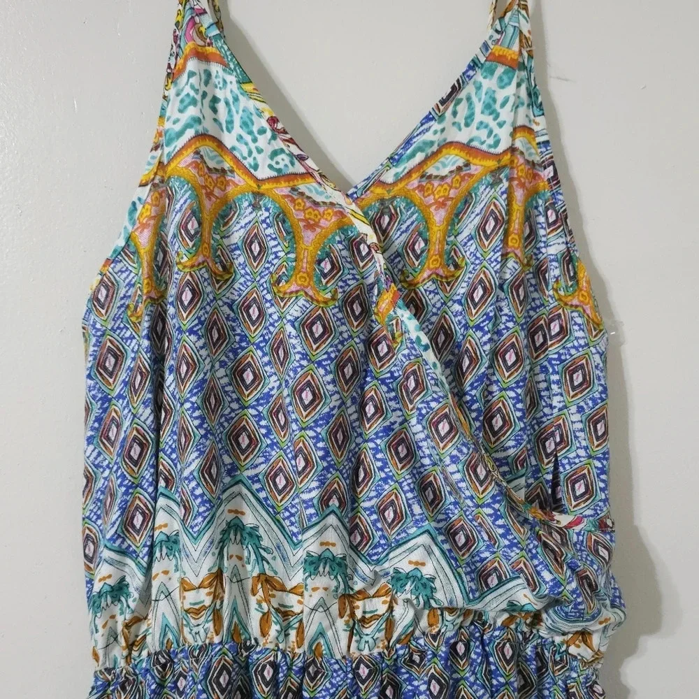 ✨️4/$20 Strappy Geometric Color Kaleidescope Romper, 100 Viscose, M - Picture 3 of 16